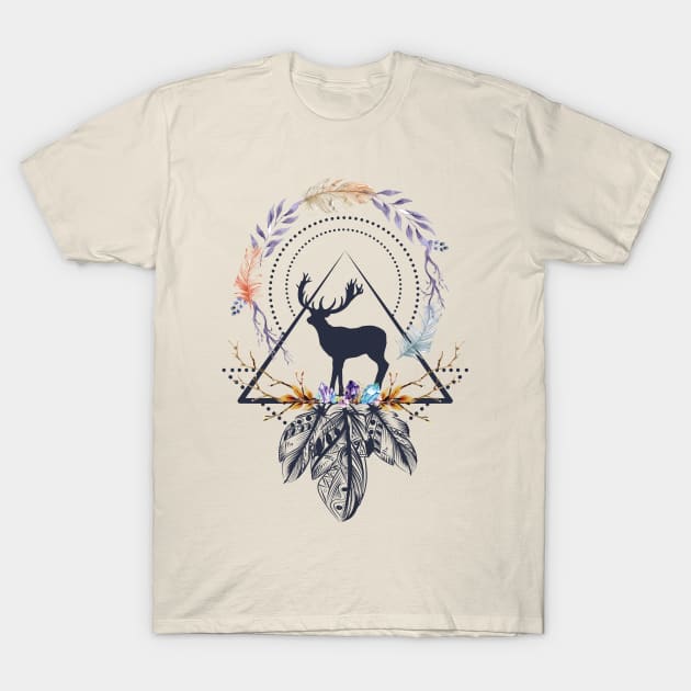 Deer Boho Abstract 2 T-Shirt by Manlangit Digital Studio